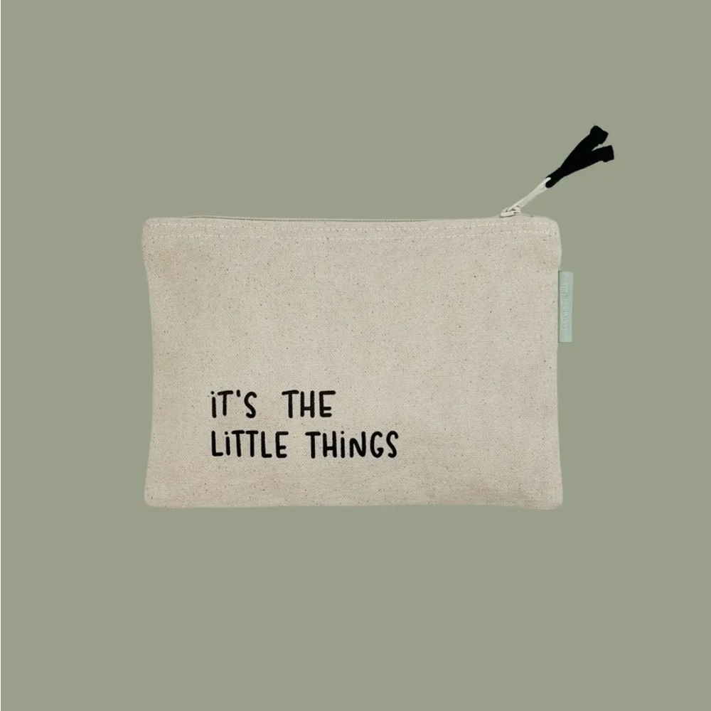 Beige Canvas Cosmetic Bag - 'It's the Little Things'